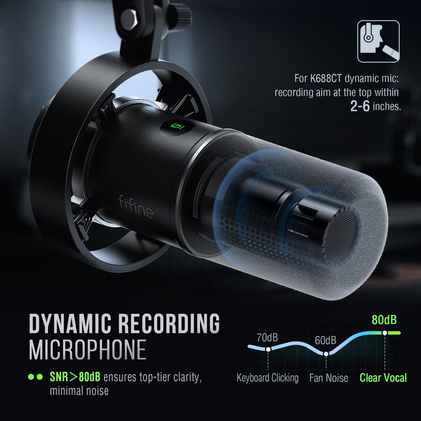 FIFINE K688 Podcast Microphone Kit, USB/XLR Dynamic Microphone with Boom Arm for PC/XLR Mixer, Gaming Mic with Mute Button, Headphone Jack for Vocal