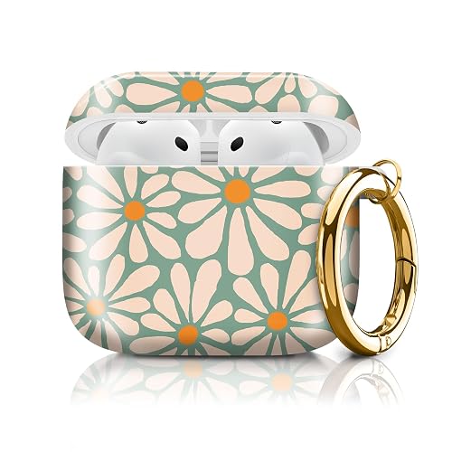 Cute Case Cover Compatible with AirPod 4th Generation 2024, Shockproof for Women & Girls with Cute Golden Round Buckle - Protective, Anti-Drop