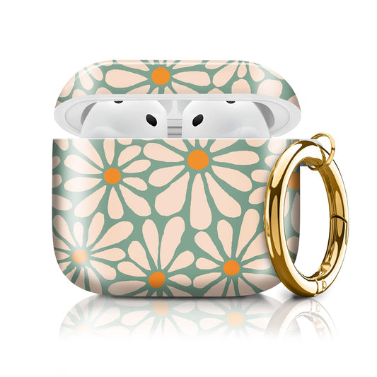 Cute Case Cover Compatible with AirPod 4th Generation 2024, Shockproof for Women & Girls with Cute Golden Round Buckle - Protective, Anti-Drop
