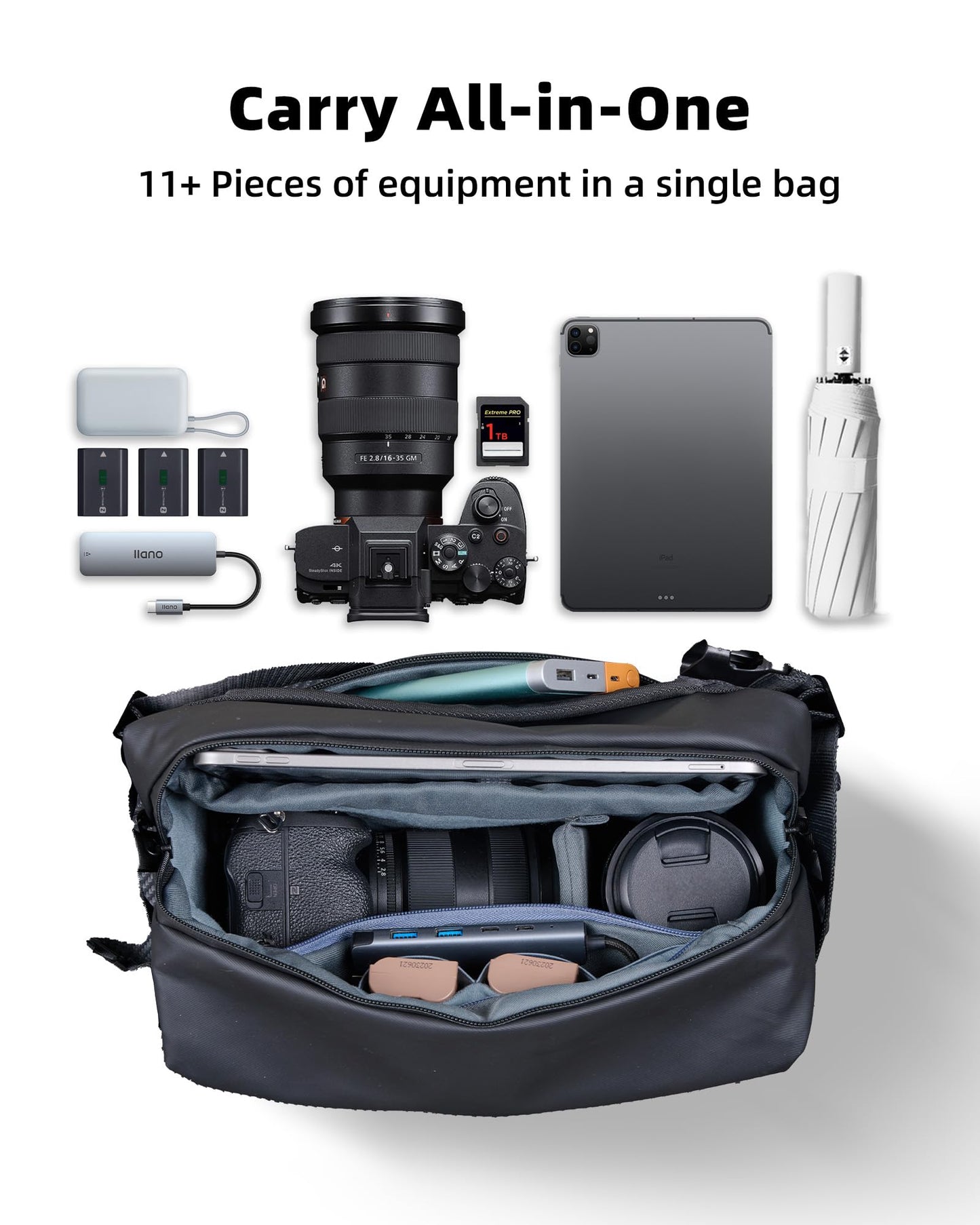 llano 6L Camera Sling Bag for Photographers, DSLR Shoulder Bag Small, Compact Crossbody Camera Case with Adjustable Strap for Canon Nikon Sony