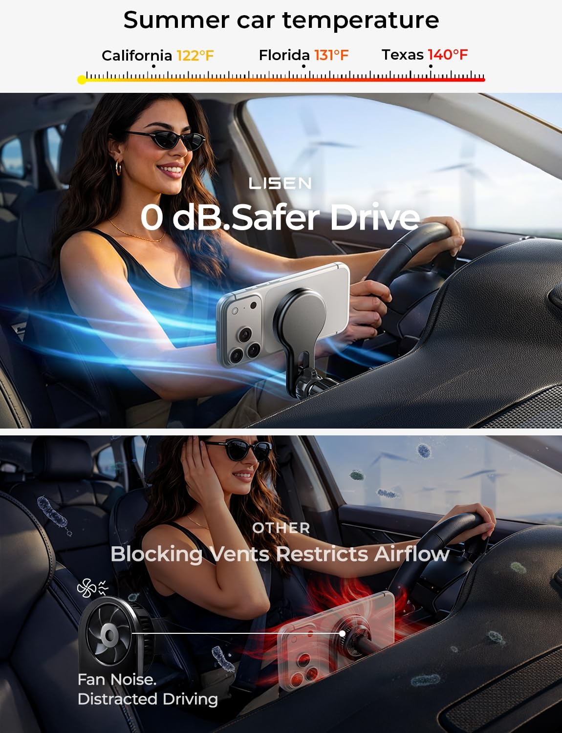 LISEN for Qi2.2 25W MagSafe Car Mount Charger, [Stable & Fast Charging] for Car Vent Magnetic Wireless Car Charger, Car Phone Holder Charger Car