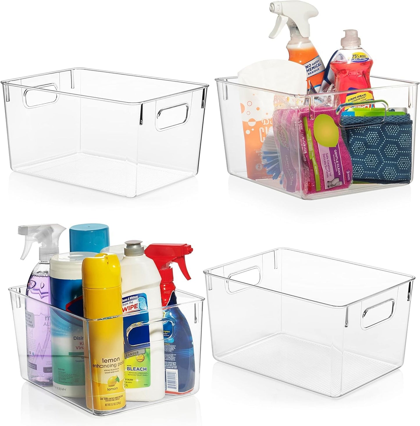 ClearSpace Clear Plastic Storage Bins – Pantry & Cabinet Organizers for Kitchen, Laundry, Office, Closet, Garage & Freezer