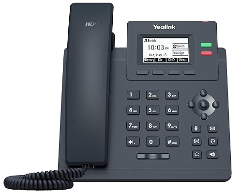 Yealink T31P IP Phone, 2 VoIP Accounts. 2.3-Inch Graphical Display. Dual-Port 10/100 Ethernet, 802.3af PoE, Power Adapter Not Included (SIP-T31P)