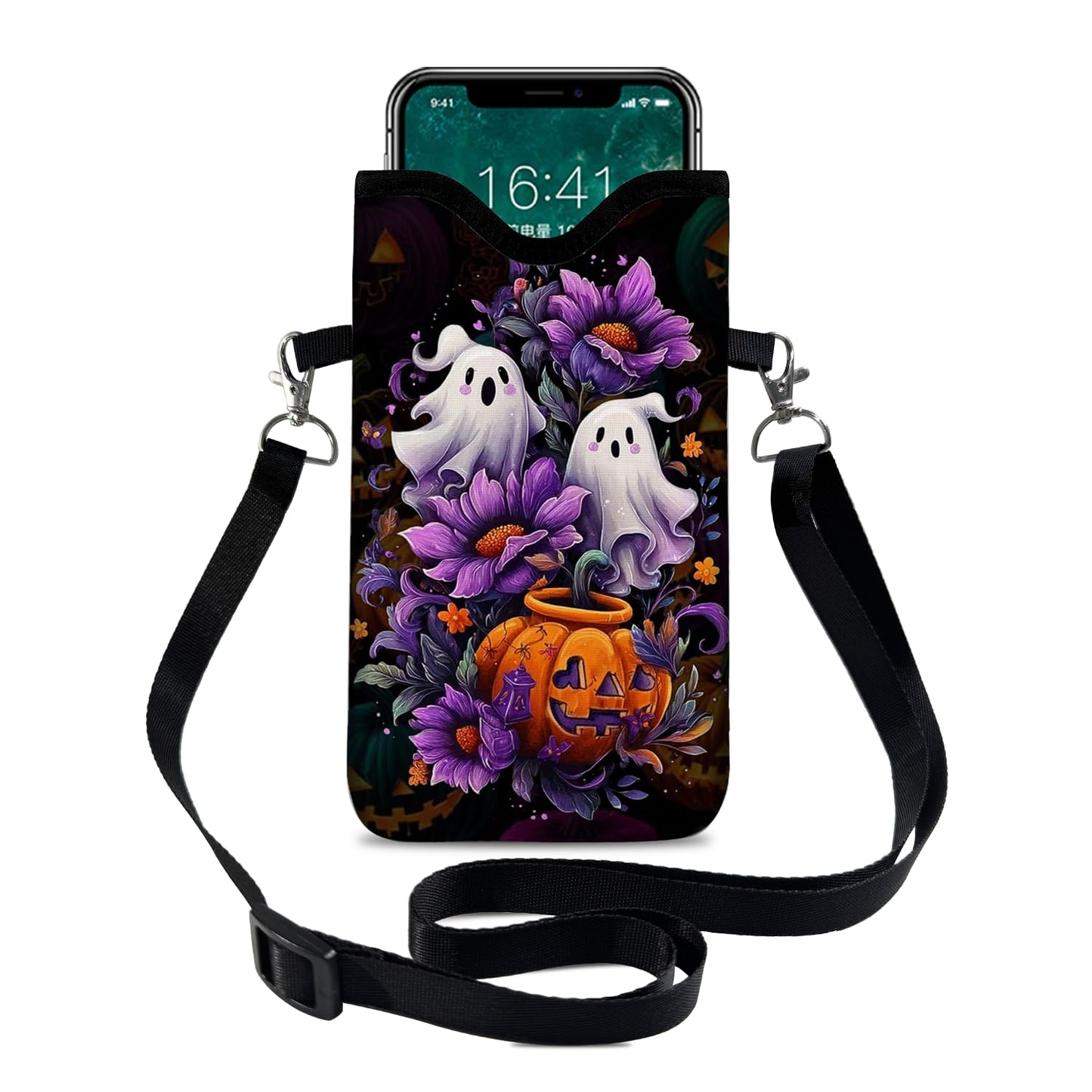 otilil Neoprene Cell Phone Sleeve Pouch Case Bag with Crossbody Strap Neck Lanyard for Women 7.1 X 3.9 in