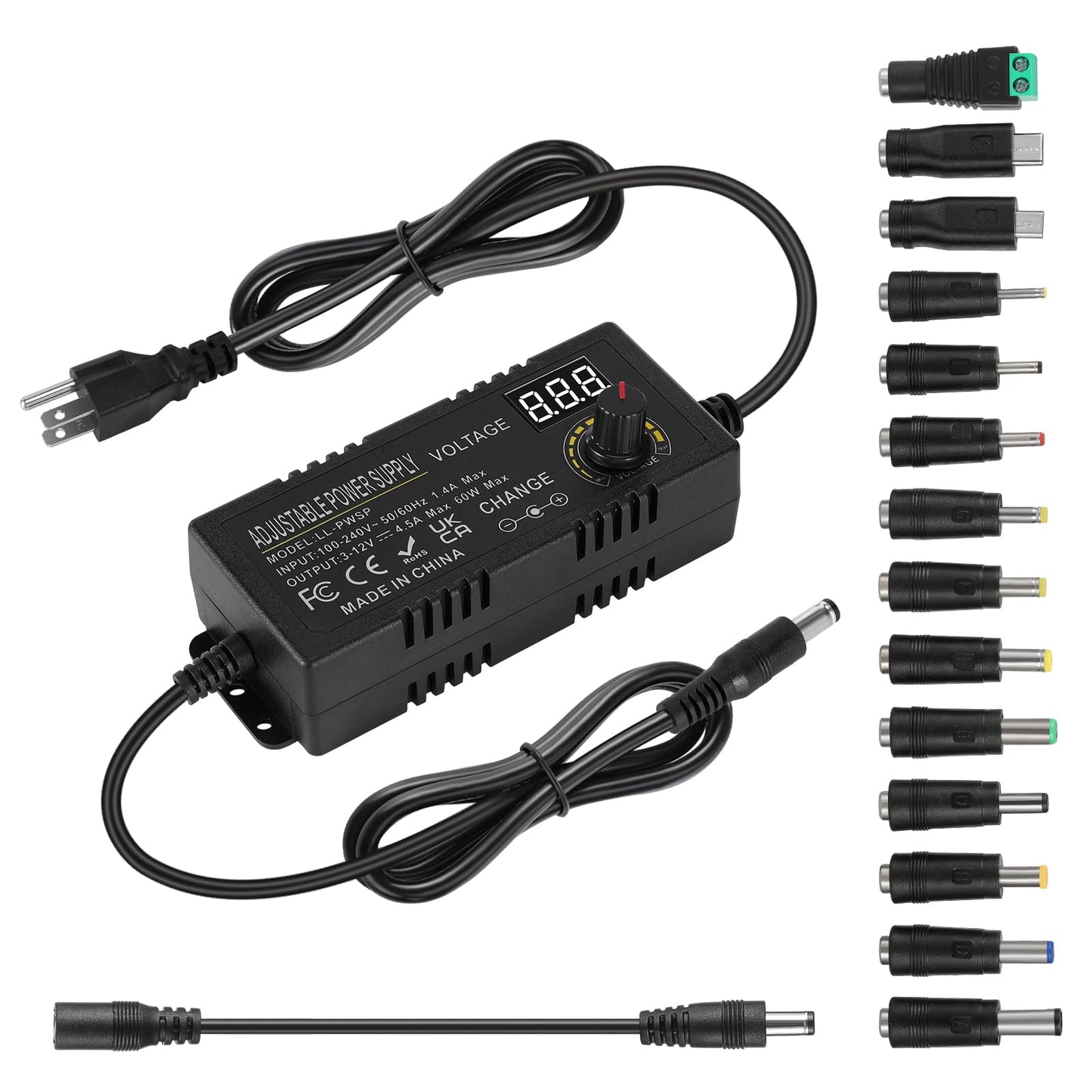 3V ~ 12V 4.5A 54W Power Supply Adjustable,3V 4V 5V 6V 7V 8V 9V 10V 11V 12V Variable Universal AC/DC Adapter 100V-240V AC to DC Converter with 14…