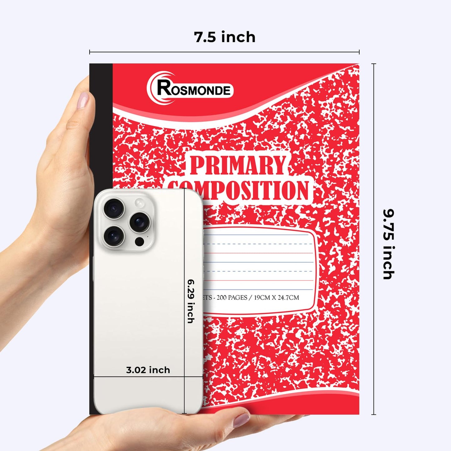 Rosmonde 50 Pack Bulk Composition Notebooks, Primary Ruled, Assorted Colors