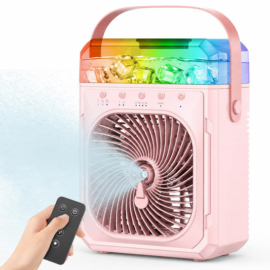 Rechargeable Misting Fan Portable?Max 40H Runtime?,Desk Cooling Air Conditioner Fan 5? Drop,Water Spray Mister Fan & 2 Spray Modes, Battery Powered