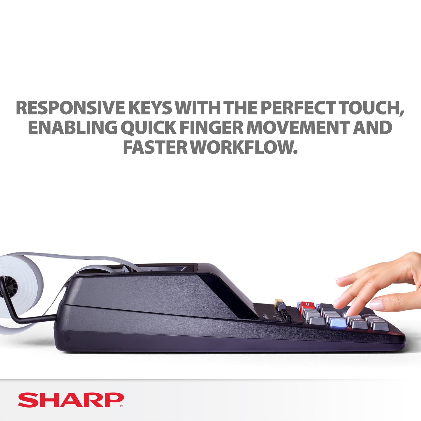 Sharp 12-Digit Print Calculator Desktop Size Adding Machine, Perfect for Everyday Use and Office, Bright, Large Easy-to-Read Numbers on Both The