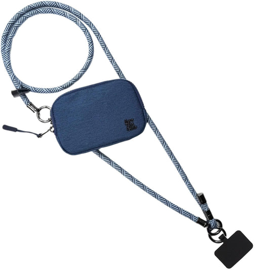 Save the Girls Active Single Rope Clip and Go Phone Strap (Navy) - Cell Phone Lanyard for Life on The Move - Crossbody Phone Strap Chain with Zipper