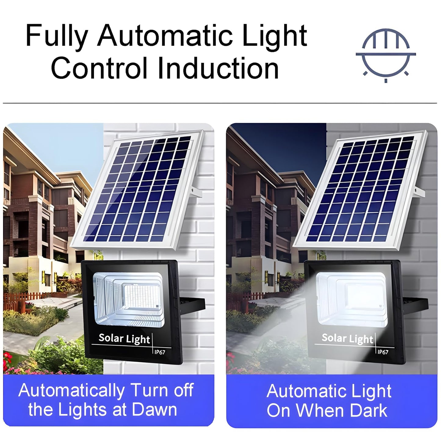 DuBom 100w to 800w 6500K Solar Flood Light Outdoor Remote, IP67 Waterproof Solar Power Security Light Auto On/Off, Dusk to Dawn for Yard, Gazebo