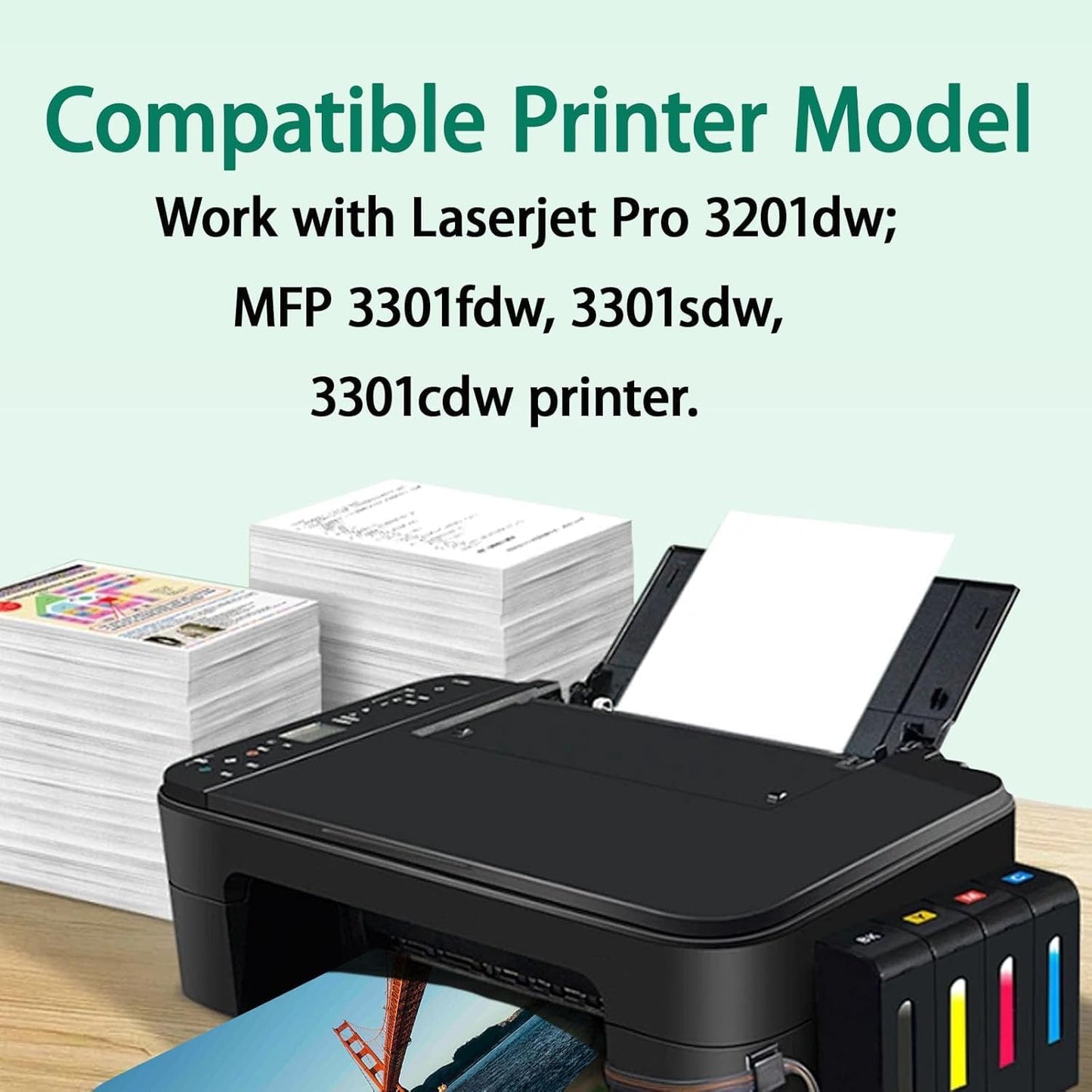 218A 218X Toner Cartridges W2180A Replacement for Color Pro MFP 3301cdw 3301fdw 3201dw 3301sdw Printer(1 Back)