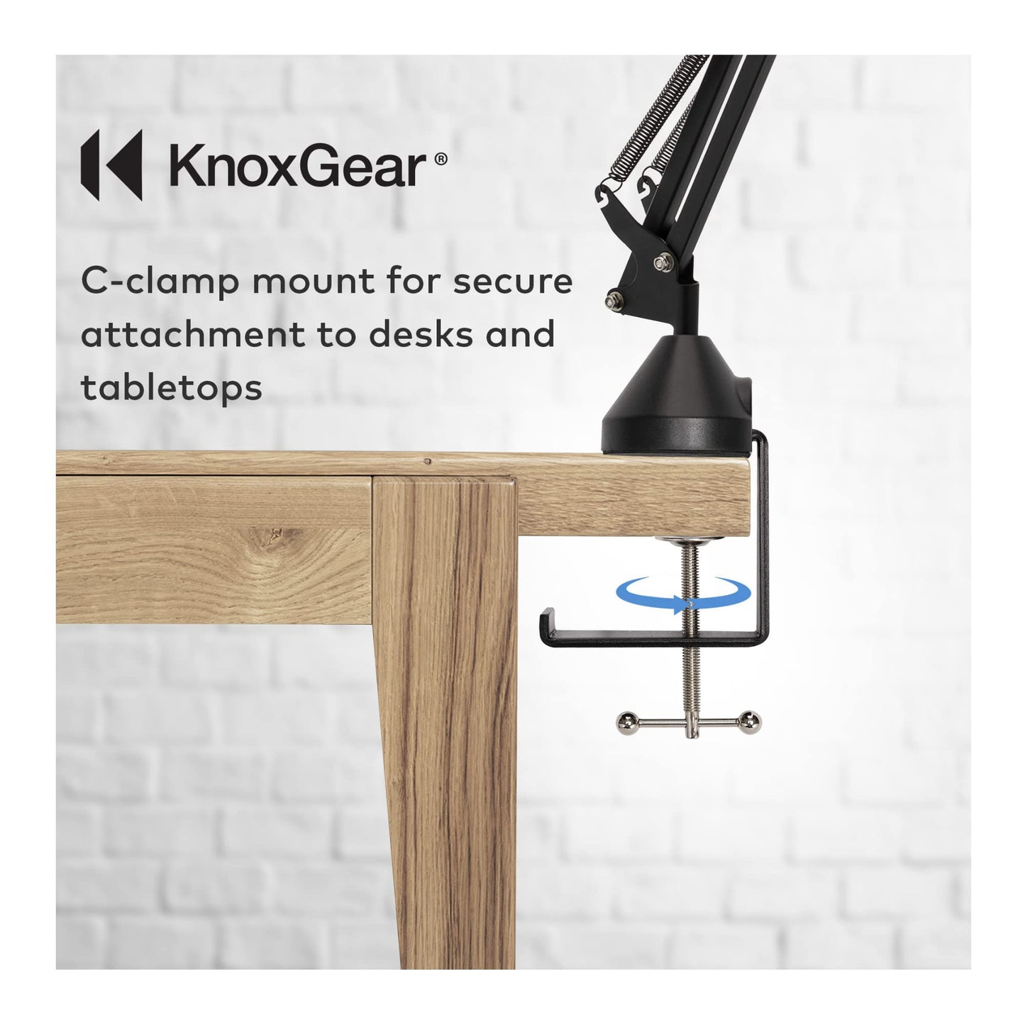 Knox Gear Boom Arm Microphone Stand for Podcasts, Studio Recording, Radio Broadcast, and Gaming, Microphone Desk Stand with 360-degree Rotation, Black