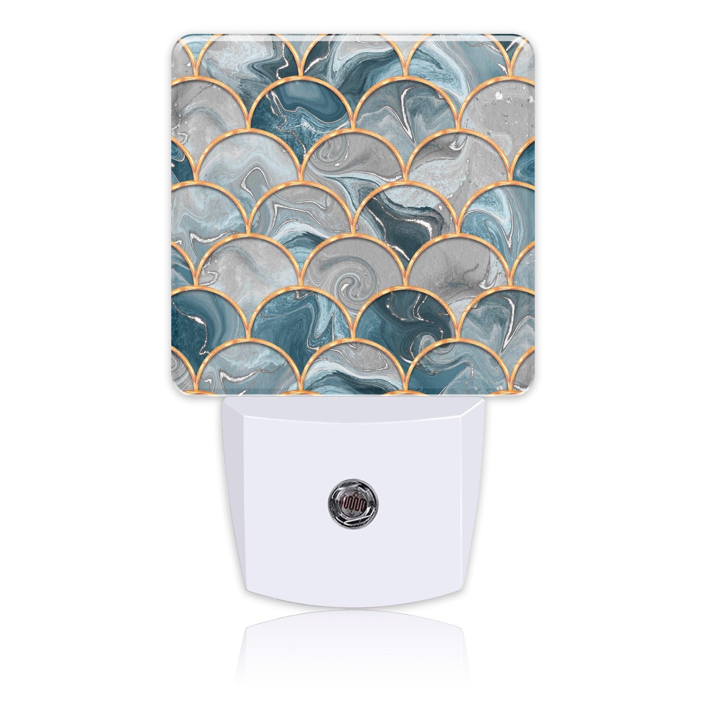 Uiaoiais Golden Fluid Marble Texture Night Light Plug into Wall with Dusk to Dawn Sensor Cute Nightlight for Kid Girls Boys Women Men Room Decor