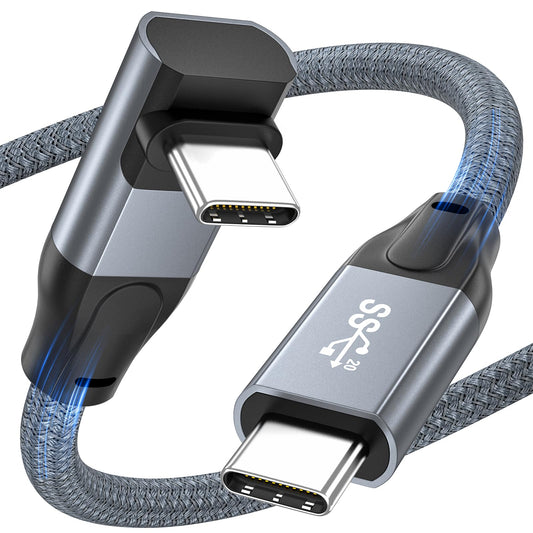 USB C to USB C Cable Right Angle 20Gbps Data Transfer 4K@144Hz/60Hz Video Cable 100W Fast Charging High Speed 90 Degree USB C 3.2 Gen2x2 Compatible