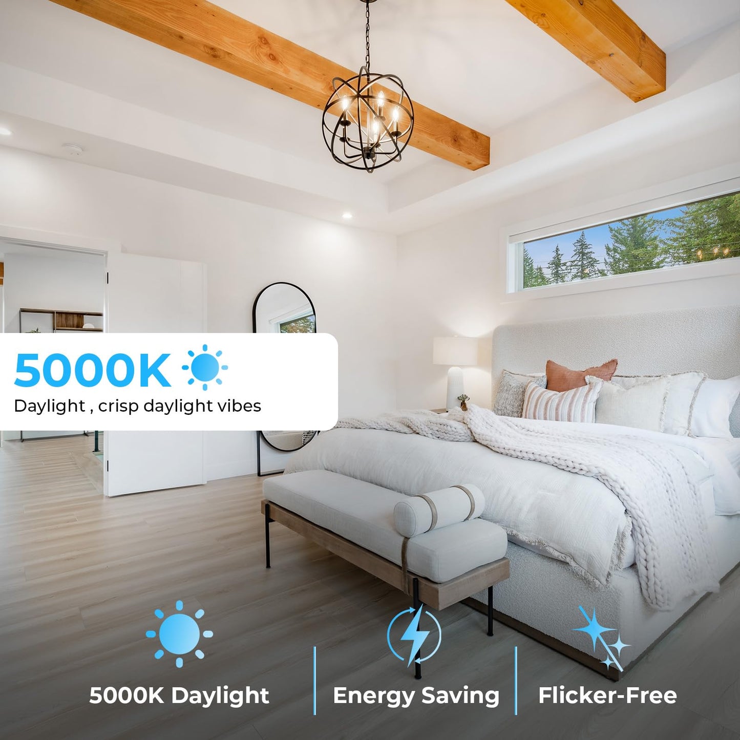 GvvooHome E12 Candelabra Bulb, 5000K Daylight LED Chandelier Light Bulbs