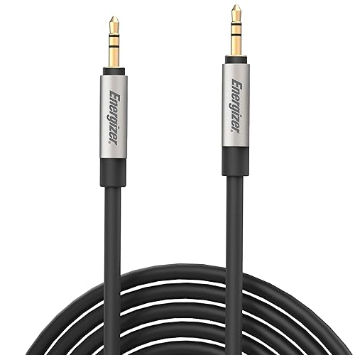 Energizer Premier Accessory Group Ultimate AUX Cord 3.5mm Metal Tip, Black (10 Feet)