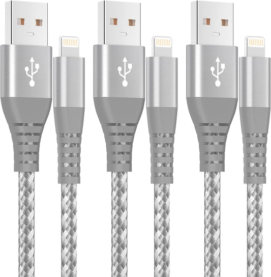 GHEREL iPhone Charger 3 Pack 10 ft MFi Certified Lightning Cable Nylon Braided Cable iPhone Charger Fast Charging Cord Compatible with iPhone 14 13…