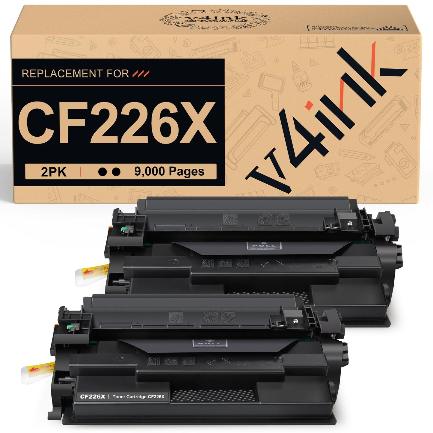 v4ink 2-Pack Compatible 26X Toner Cartridge Replacement for HP 26X CF226X Toner Cartridge High Yield Black Ink for HP Pro M402n M402dn M402dne M402dw