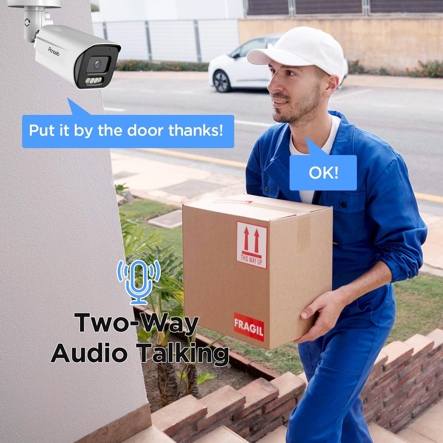 PANOOB 5MP IP Bullet PoE Camera with Smart Dual Lights Full Color Night Vision, Wired HD Video Surveillance Security Camera Outdoor, 2-Way Audio Talk