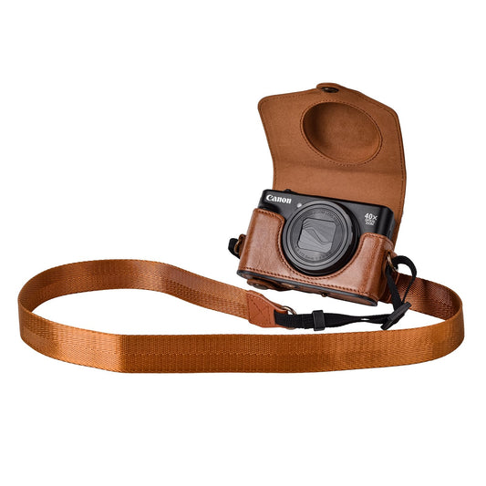 kinokoo Case for Canon PowerShot SX720 HS/SX730 HS/SX740 HS Digital Camera - PU Leather SX740 HS Protective Case Easy Carrying Bag with Adjustable