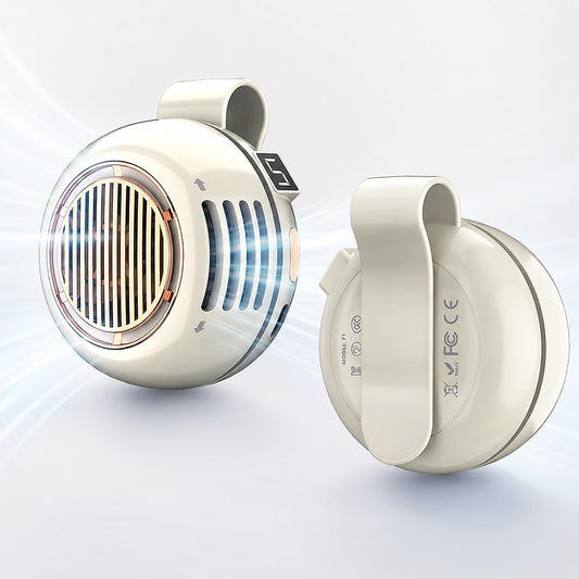 Portable Clip on Fan, Bladeless Waist Clip Fan with 5 Speeds, USB-C Rechargeable Mini Quiet Fan, LED Display, 1000mAh Battery, 82g Lightweight, Up
