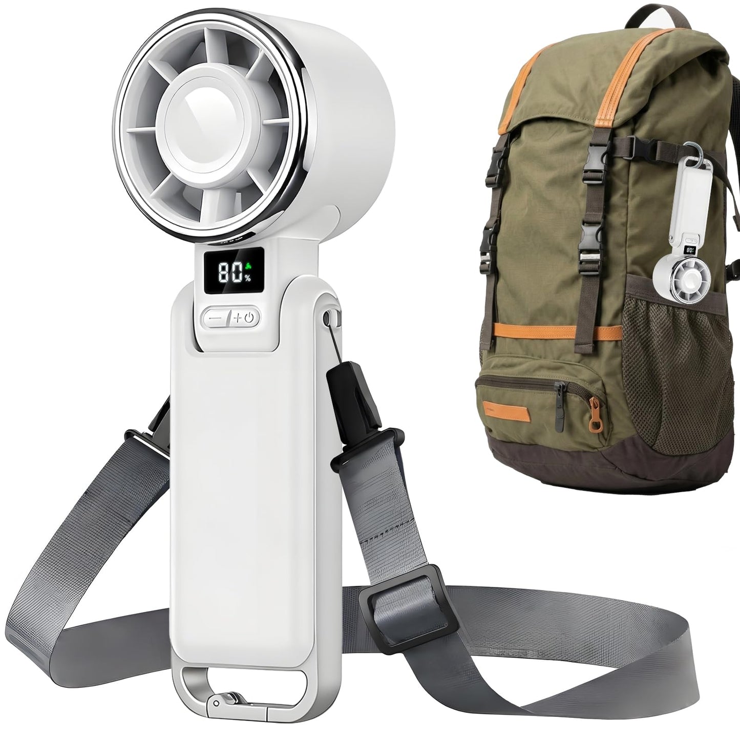 KIMWIND Portable Handheld Fan, High Speed Turbo Fan with 100 Gear, Up to 12 Hours Rechargeable Battery, 3 IN 1 Hand Fan, Mini Personal Fans