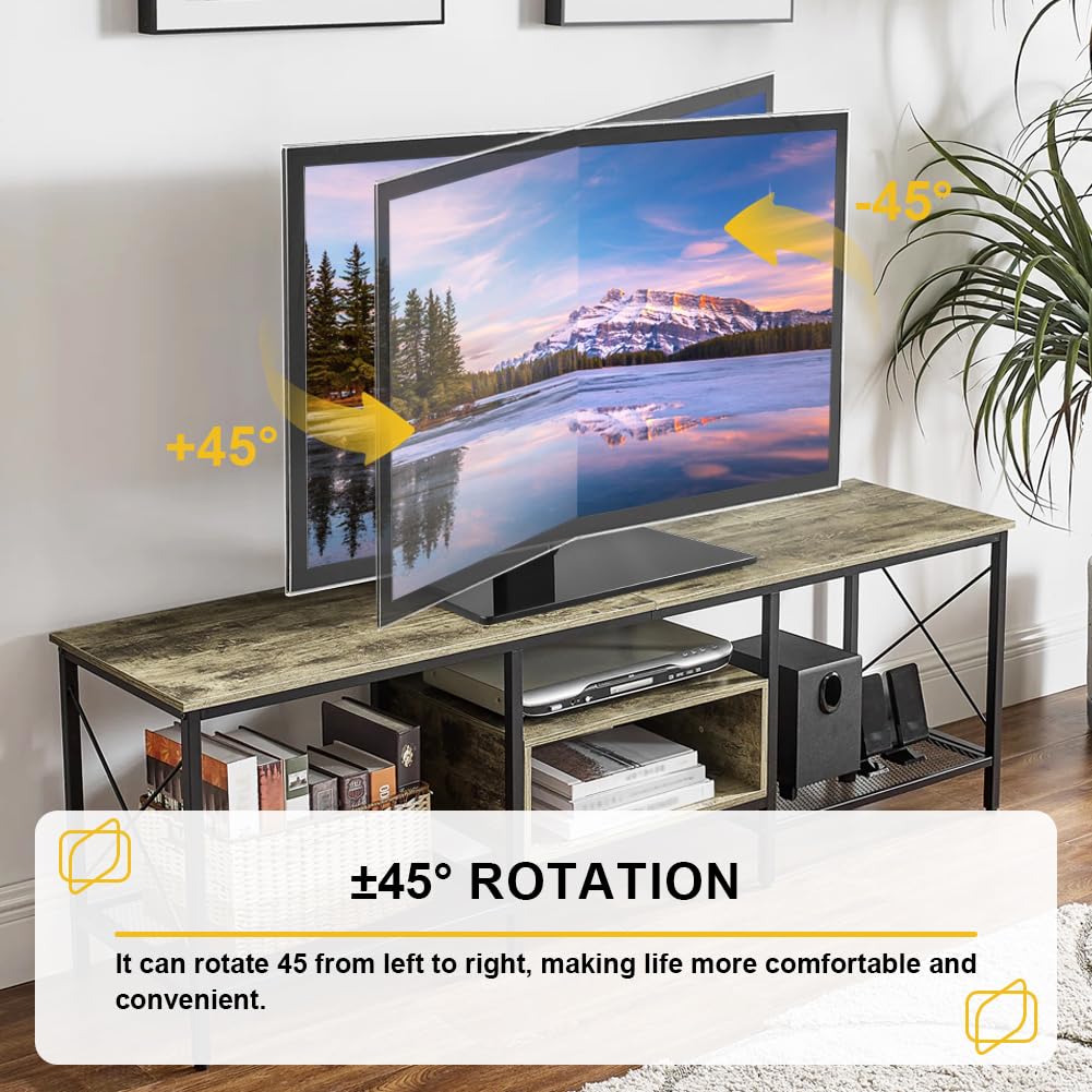 WKWKER Universal TV Stand for 13-32inch LED LCD Table Top Television Stand with 45 Degree Height Adjustable Swivel TV Stand Mount with Tempered Glass