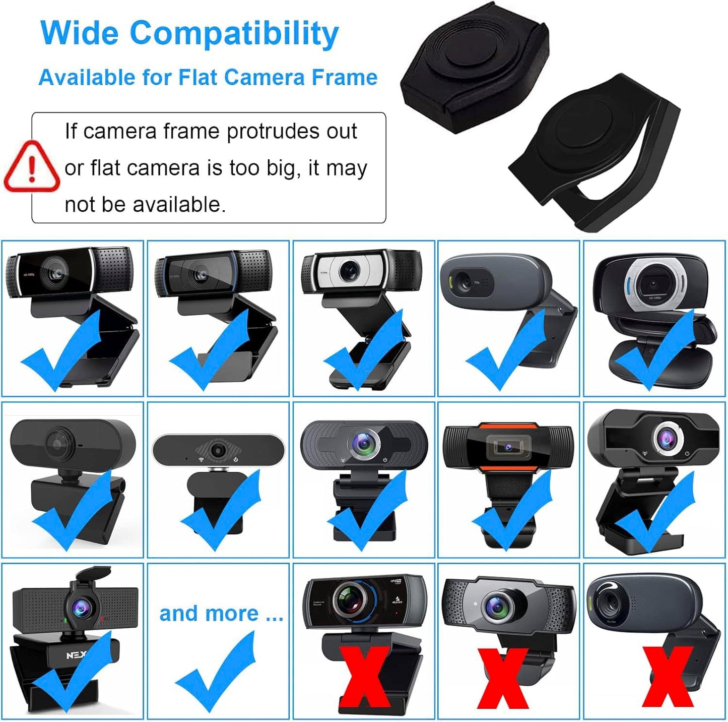 JCWINY Webcam Cover, 2 Pack Desktop Computer External Webcam Lens Covers Shutter Cap Hood, Streaming Web Camera Privacy Cover Clip Compatible