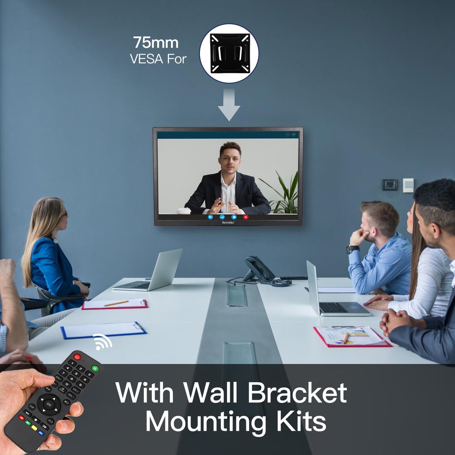 Benmiuko 19 inch Monitoring Display Screen Security Camera Monitor LCD Multi Functional Interface HDMI, BNC, VGA, AV, USB Input CCTV Computer Monitors