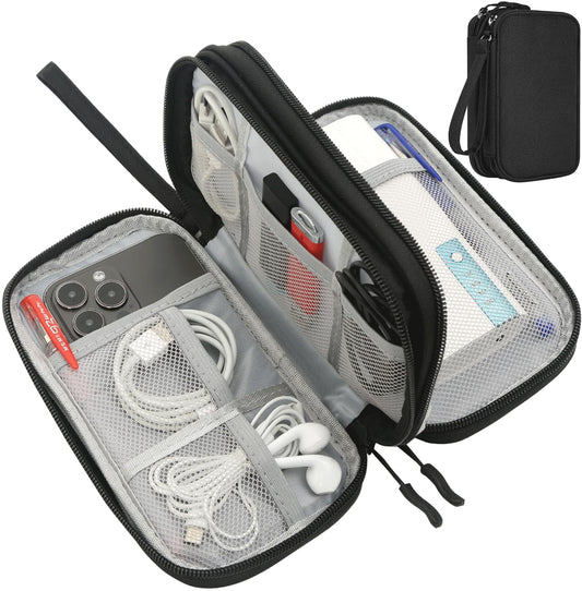 CAAORDKSO Electronics Organizer Travel Bag, Small Cable Organizer Case Waterproof Accessories Pouch, Travel Electronic Carrying Case for Cord