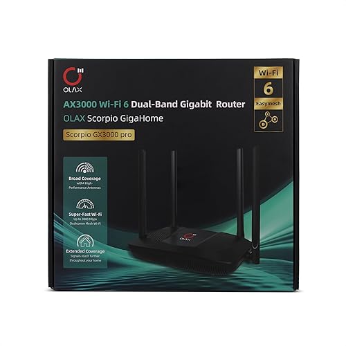 Scorpio Olax GigaHome AX3000 Dual-Band Wi-Fi 6 Router