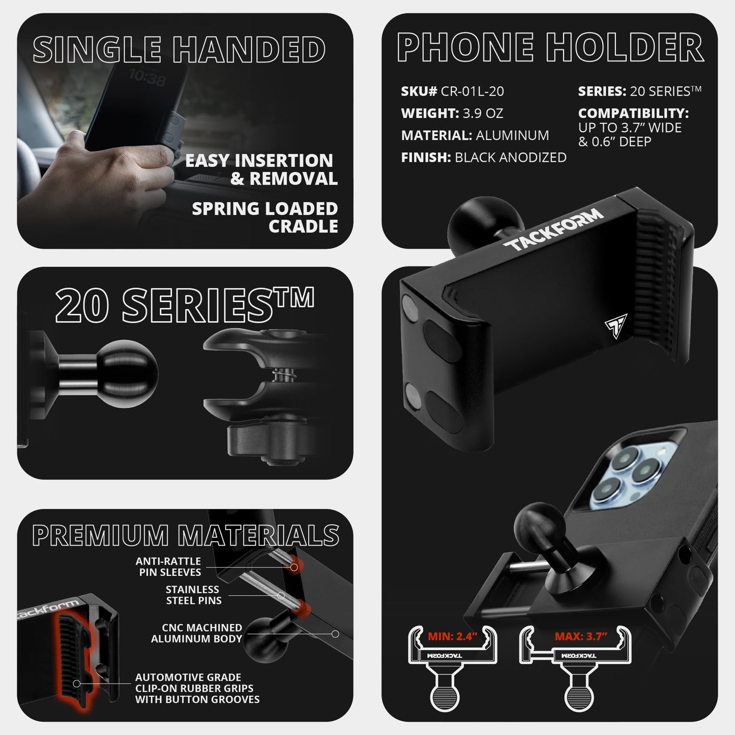 Tackform Phone Holder for Mic Stand - Pro Grade, Lightweight, Anti-Slip Mount Ideal for Musicians, Live Performers, Studio Recording | Compatible with