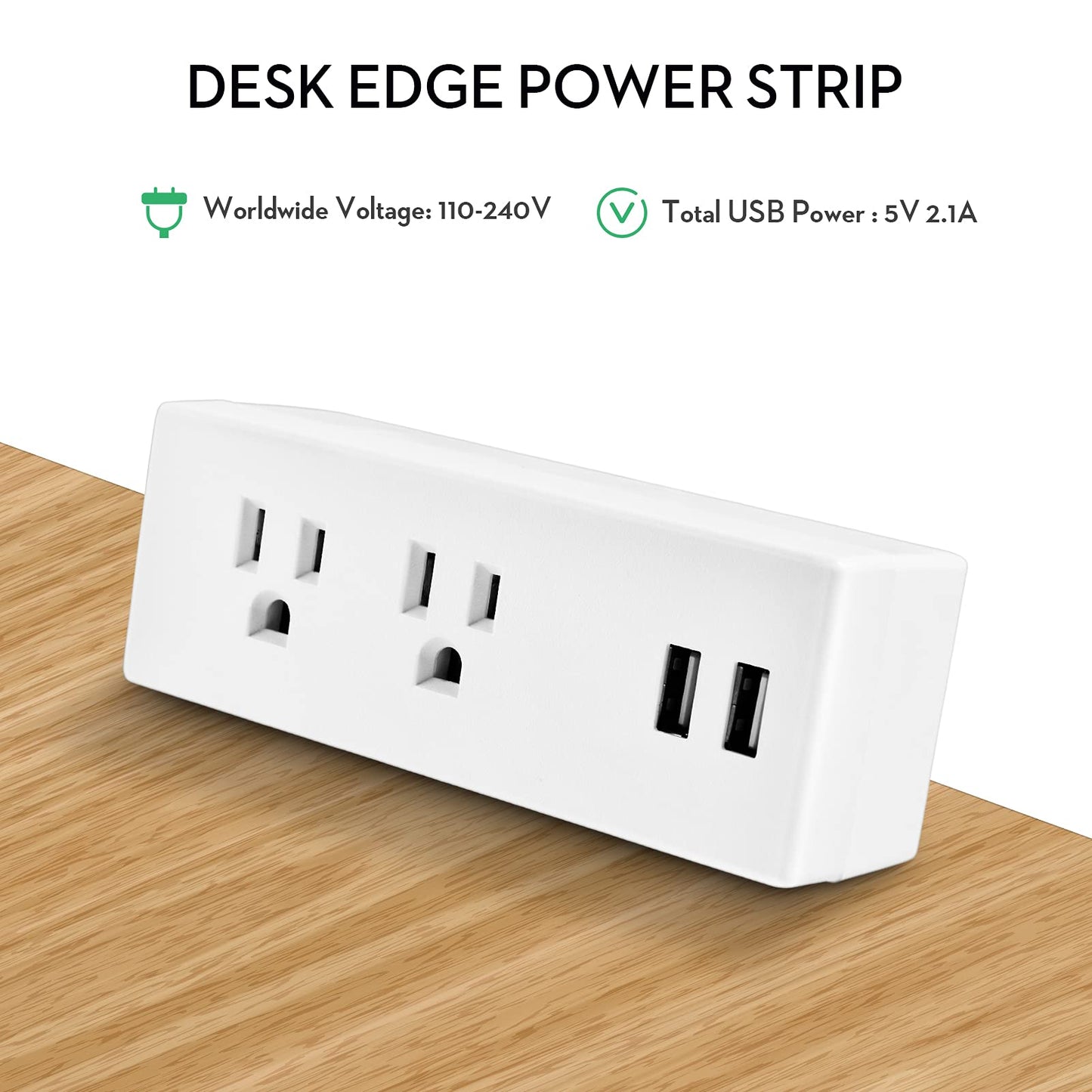 Desk Clamp Power Strip with USB Ports Desktop Mounted Power Outlets Table Edge Power Charging Station 6.56 FT Extension Power Cord for Home Office