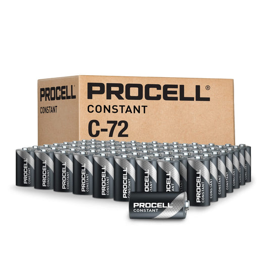 PROCELL Constant C Cell Long-Lasting Alkaline Batteries (72 Pack), 10-Year Shelf Life, Bulk Value Pack for Consistent Moderate Drain Professional…