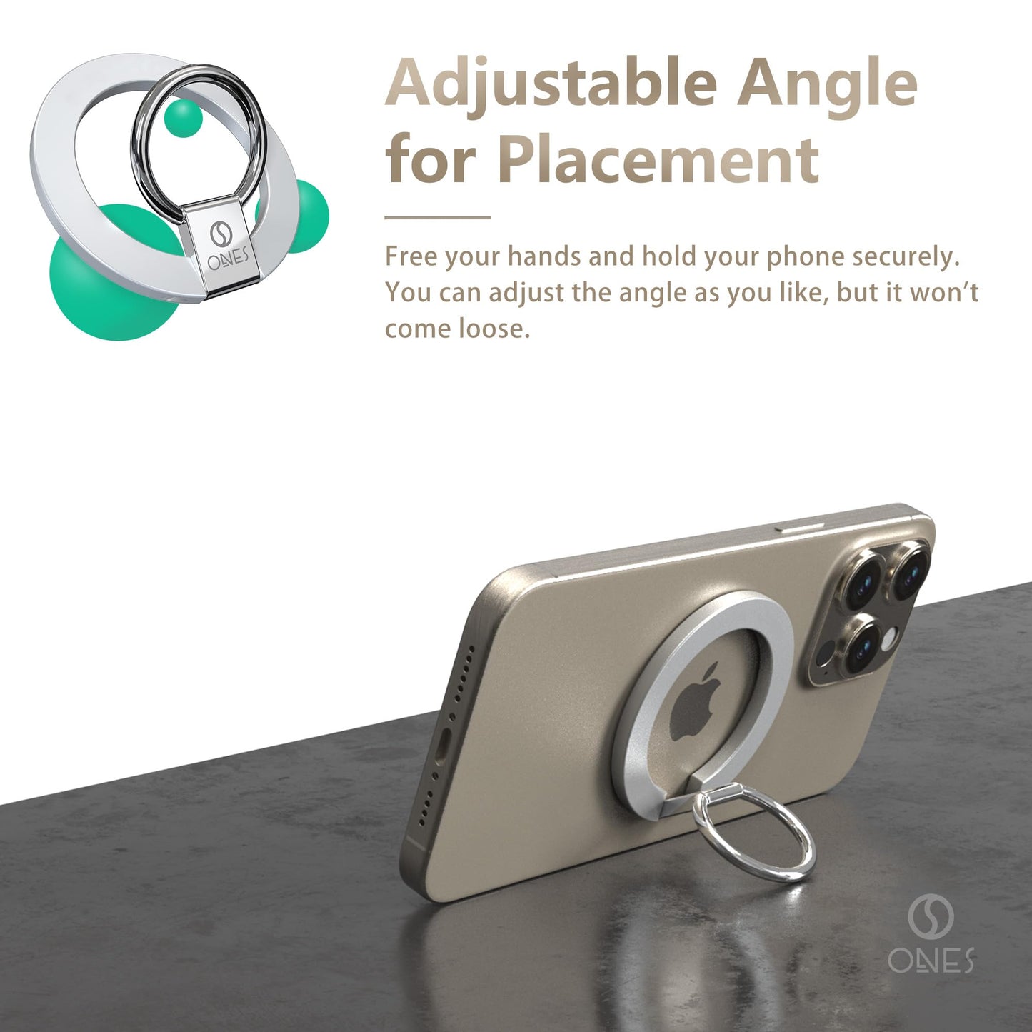 ONES Strong Magnetic Ring & Stand [360° Rotation Adjustable] [Stable and Durable] [Thin and Lightweight] Phone Grip Holder for iPhone, Samsung