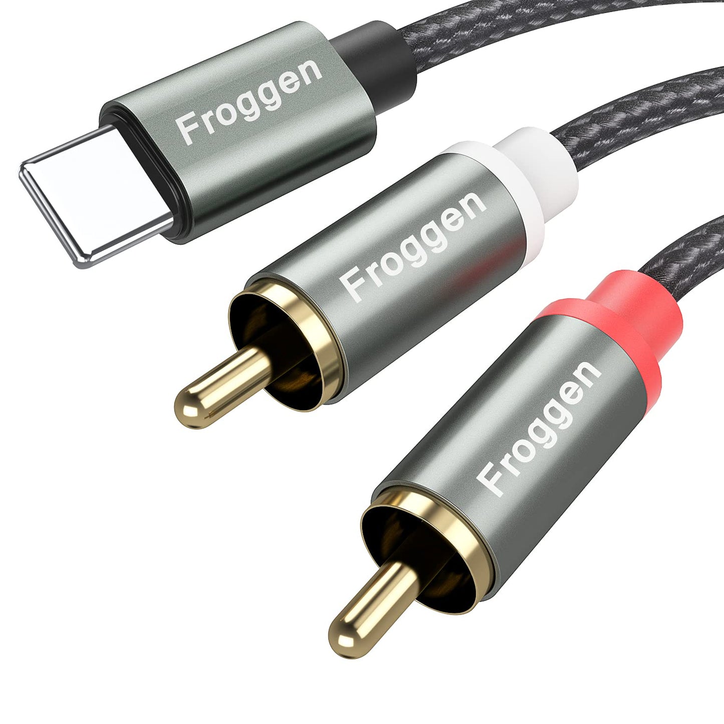 Froggen Lightning to RCA Cable 2 Male RCA Stereo Audio Auxiliary Cable Adapter, Compatible with iPhone for Power Amplifier, Car, Home Theater, Speaker
