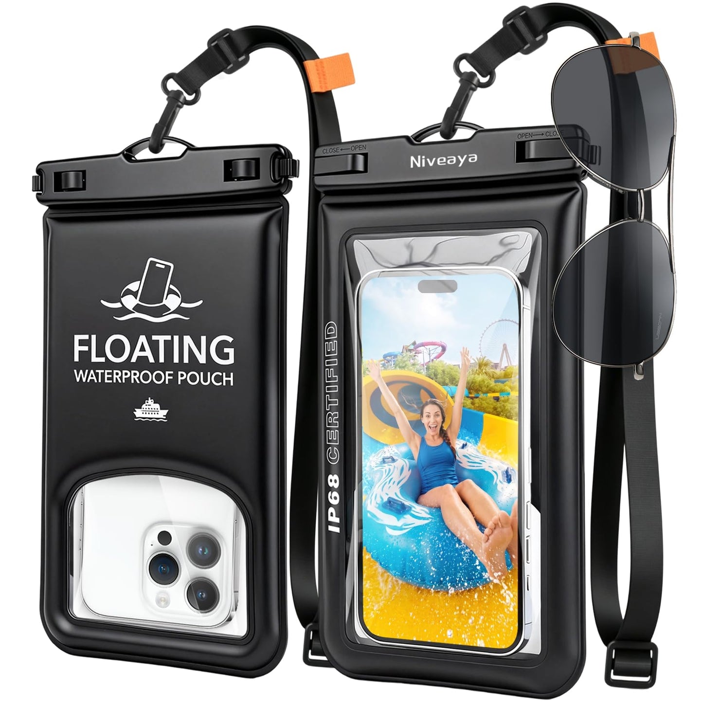 Niveaya Waterproof Phone Pouch, Waterproof Phone Case Compatible for iPhone 15 14 13 12 Pro Max Up to 7", IPX8 Cellphone Kayak Accessories, Travel