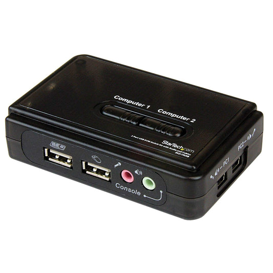 StarTech.com SV211KUSB 2 Port Black USB KVM Switch Kit with Audio and Cables