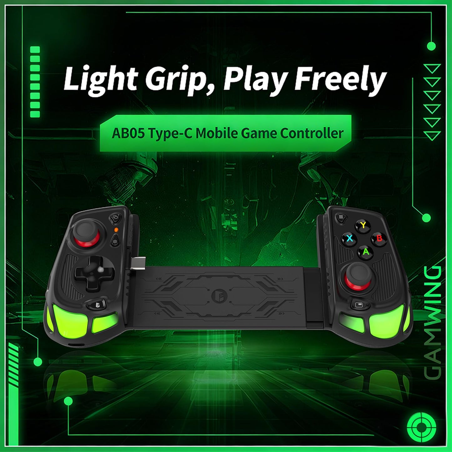 DongKIRNX Phone controller for Android and iPhone15+ (USB-C) Plug & Play, Hall Effect Joystick, Turbo, 4 mapping keys, RBG hollow design, Mobile