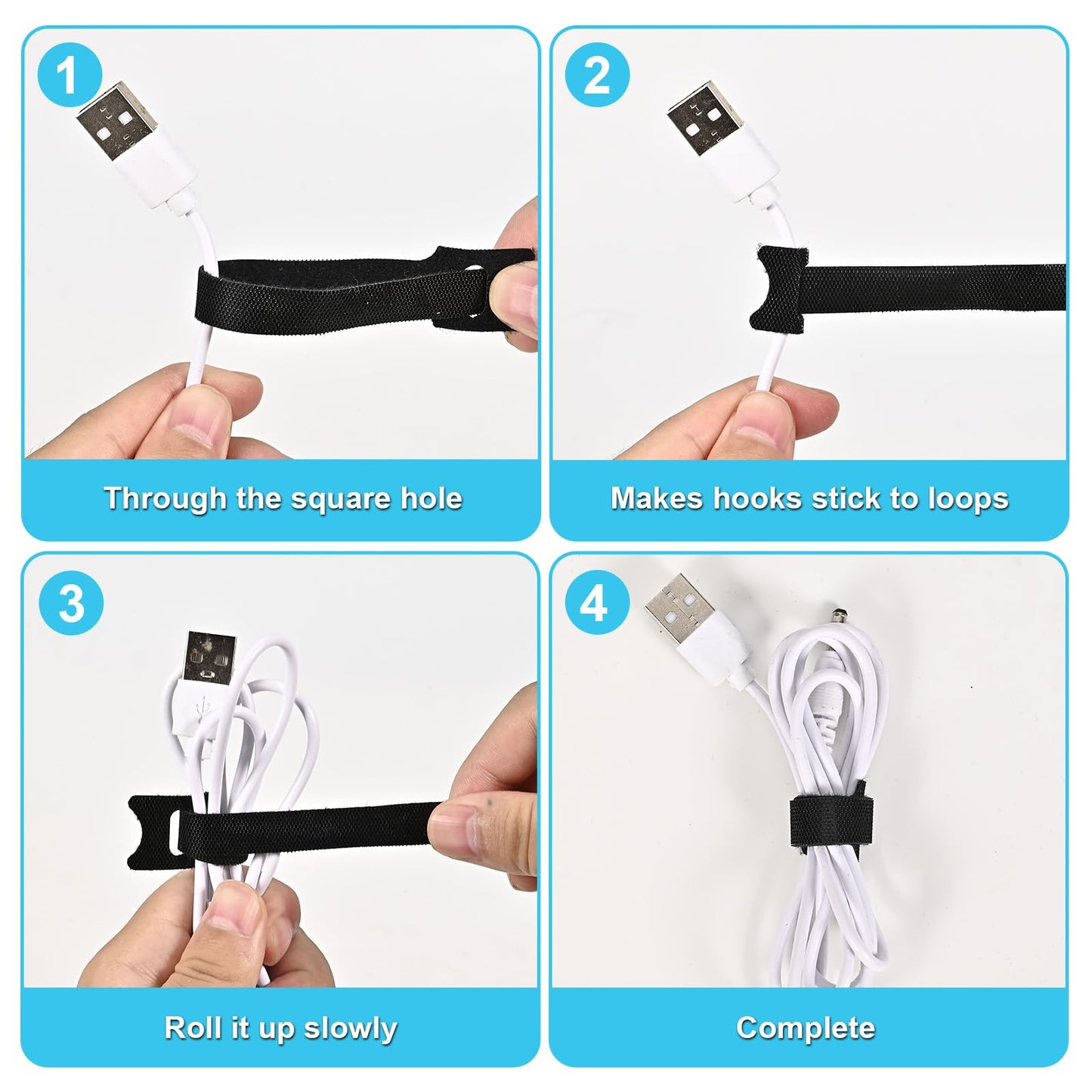 FJSENR 100 Pcs 6-Inch Reusable Hook and Loop Ties: Versatile Cable Management Solution & Ideal Gardening Fasteners - Dual-use Cord Wraps & Plant Ties