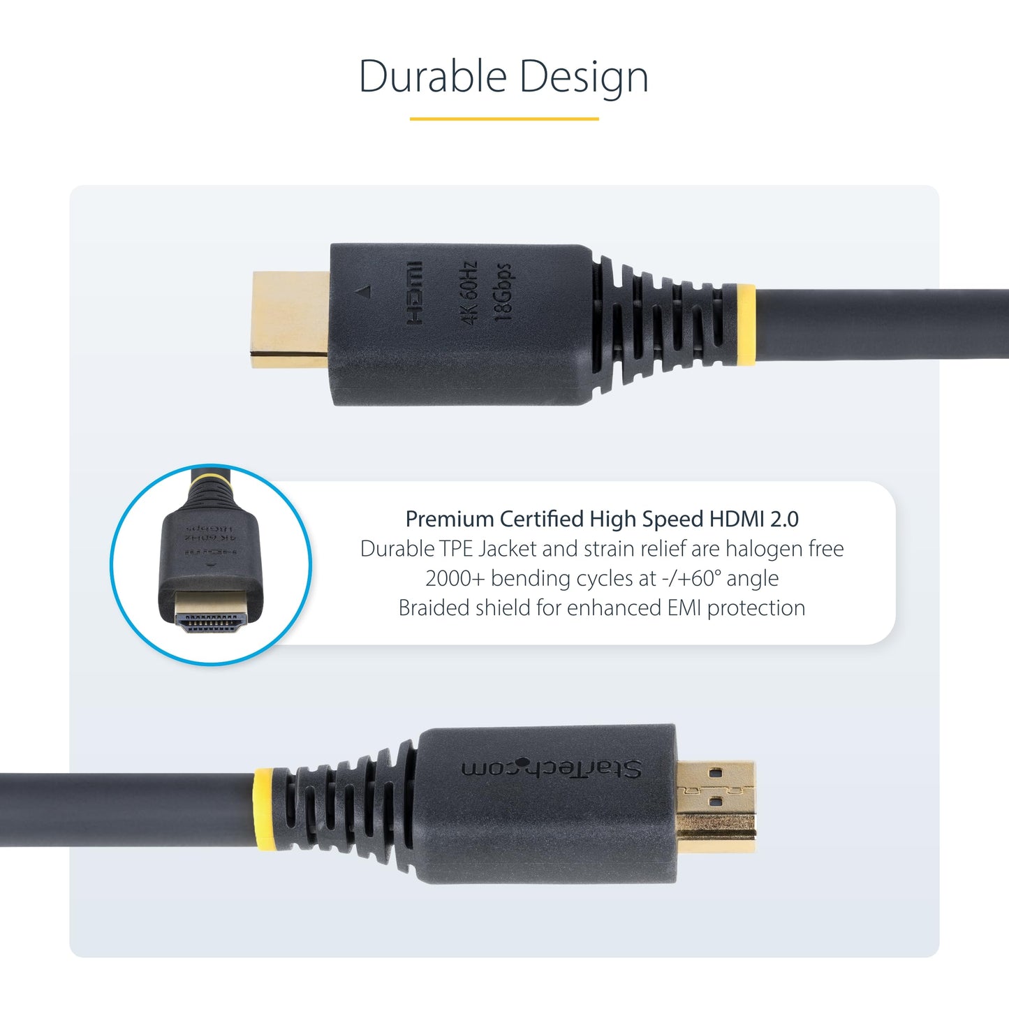 StarTech.com 25ft (7.6m) Premium Certified High Speed HDMI Cable, 4K 60Hz/1440p 144Hz, 18Gbps, UHD HDMI 2.0 Cord, TPE Jacket