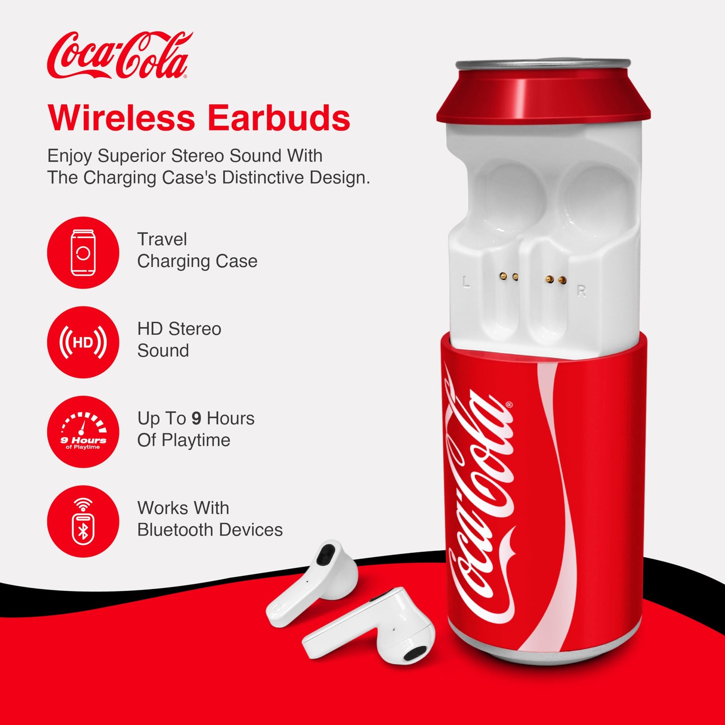 Coca-Cola Can Shaped Wireless Earbuds - Bluetooth 5.0 Headphones with Built-in Mic, Voice Assistant Compatibility, 9H Playtime, HD Stereo Sound…