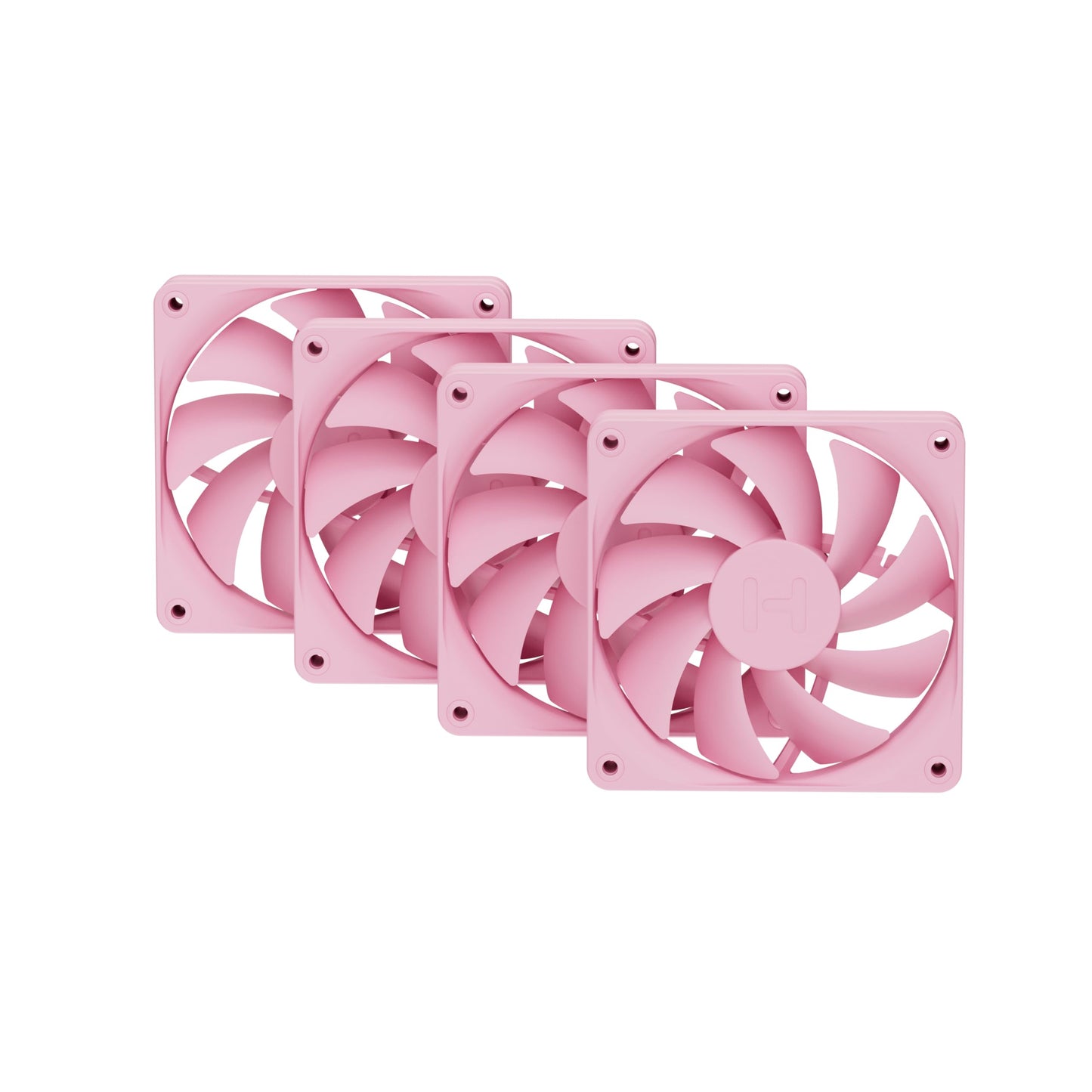Hyte Flow FA12 120mm PC Case Fans 4-Pack, High Performance, Low Noise, 1500 RPM, 4-Pin PWM, Fluid Dynamic Bearing - Strawberry Milk (Pink)