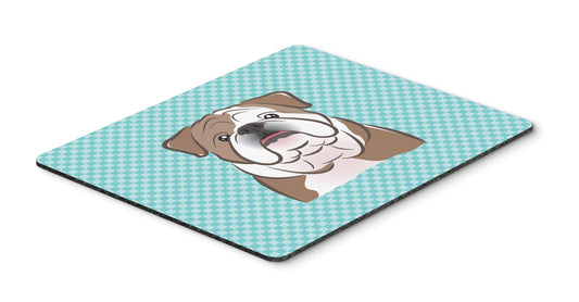 Caroline's Treasures BB1157MP Checkerboard Blue English Bulldog Mouse Pad, Hot Pad or Trivet for Home Office Gaming Working Computers Laptop Mouse