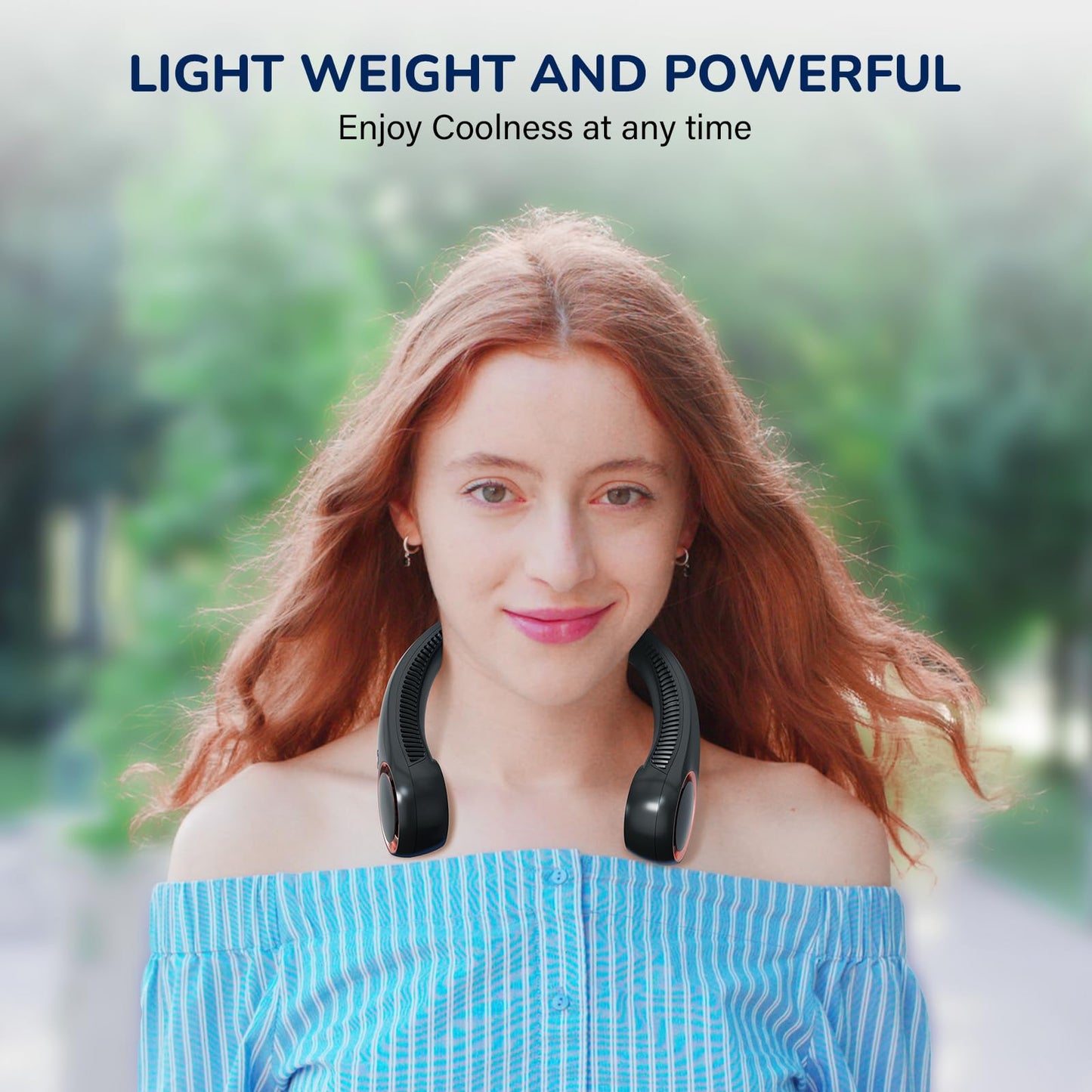 Portable Neck Fan Rechargeable, Personal Neck Cooling Fan, Hands Free Bladeless Fan, Ultra Quiet, 3 Speeds Adjustable Strong Wind, 4000 mAh Battery