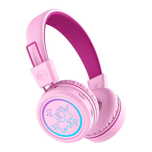 MEE Audio KidJamz KJ55BT Bluetooth Wireless Safe Listening Headphones for Children with LED Lights, 85dB Volume Limiter, Microphone, & 40h Battery