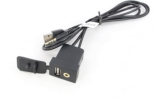 Xtenzi USB and 3.5mm A/V Rectangle Panel Jack Extension Cable Compatible with Select Toyota, Honda Models