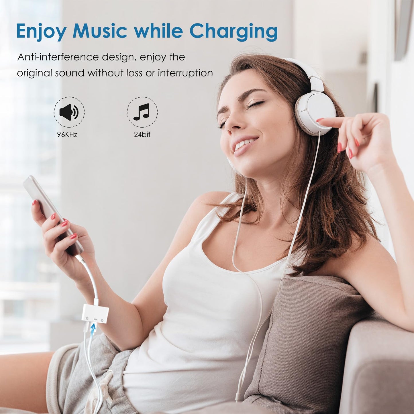USB C to 3.5mm Audio Adapter, 3-in-1 Aux to USB C Headphone Splitter, 3.5mm to USB C iPhone headphone adapter with PD Fast Charging Compatible