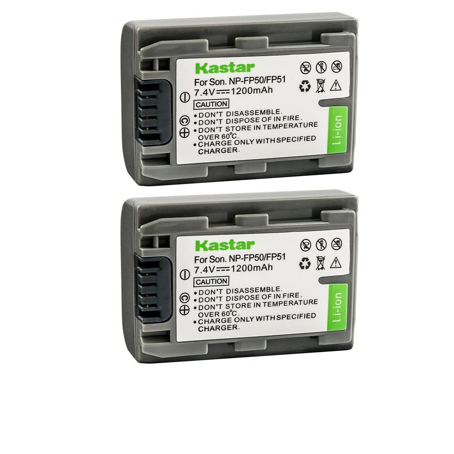 Kastar 2-Pack NP-FP50 / NP-FP51 Battery Replacement for Sony DCR-HC21, DCR-HC22, DCR-HC23, DCR-HC24, DCR-HC26, DCR-HC28, DCR-HC30, DCR-HC32, DCR-HC33