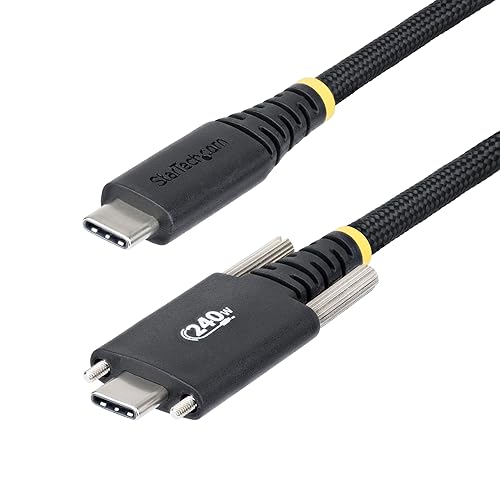 StarTech.com 10ft (3m) USB-C Charging Cable, Durable and Ultra-Flexible, Side Screw Locking, 240W (5A) PD EPR, USB 2.0 Laptop Charger Cable, USB-IF